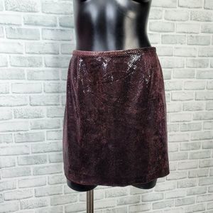 Vintage 90s Cache Womens 4 Dark Burgundy Scale Textured Aline‎ Mini Skirt